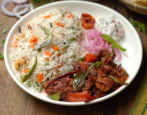 Vegetable Fried Rice with Chicken Roast