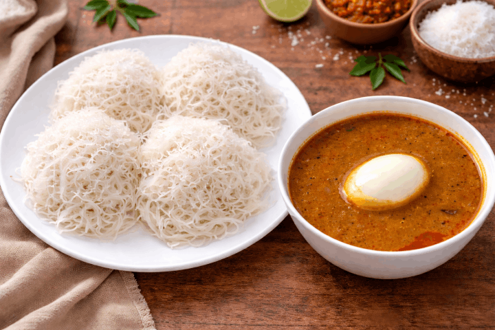 Idiyappam 4 Pcs with Egg Curry 8 Oz
