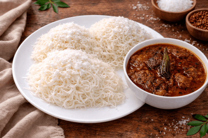 Idiyappam 4 Pcs with Beef Roast 8 Oz